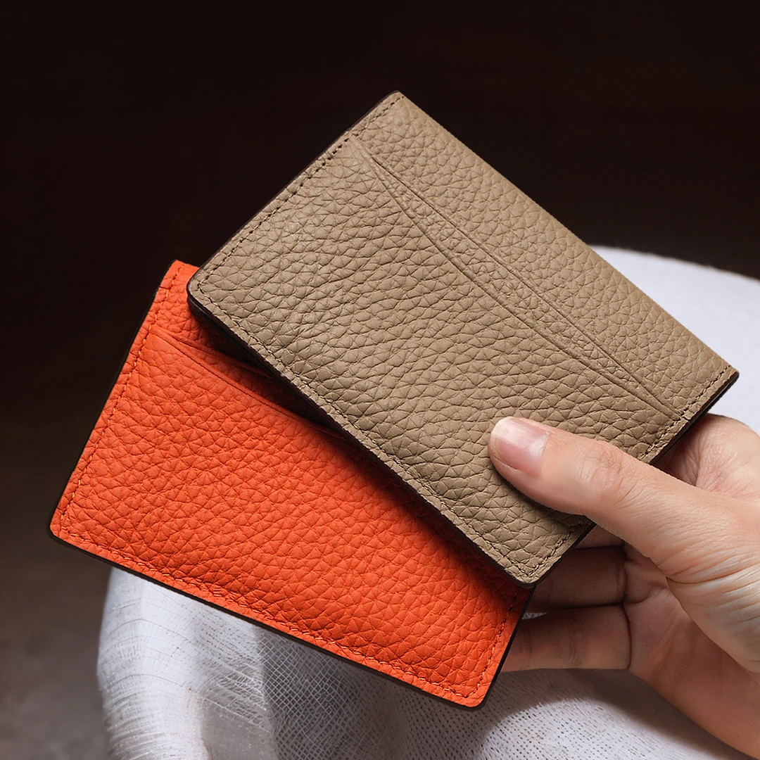真皮小卡包女精致小巧超薄简约头层牛皮卡夹一片式身份证卡套高档