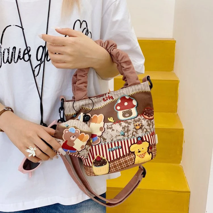 新疆包邮洋洋女包柔感棉彩绘水桶包【6604】