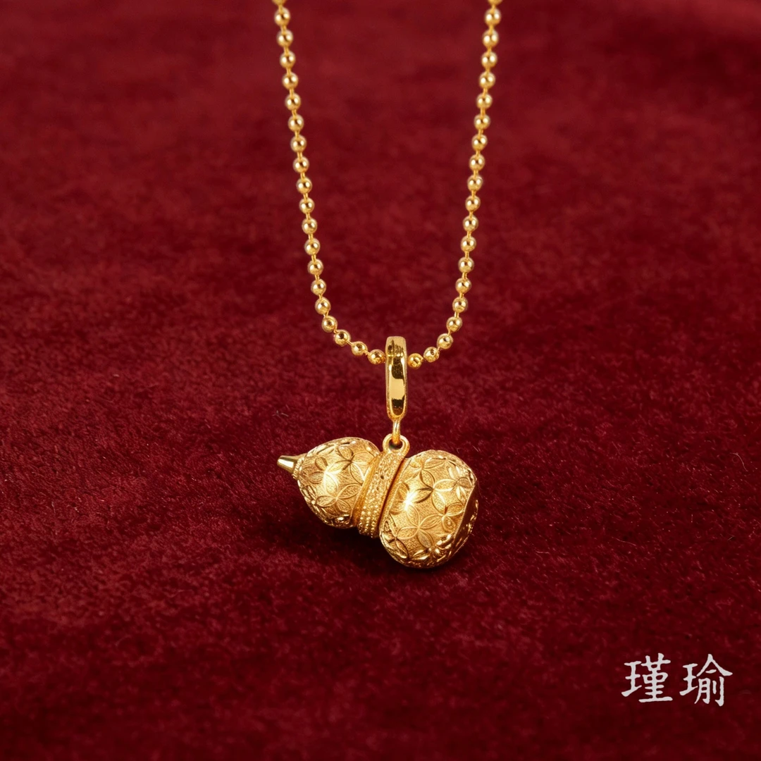 N0947经典黄色铜钱拉丝葫芦项链多样性发货49919