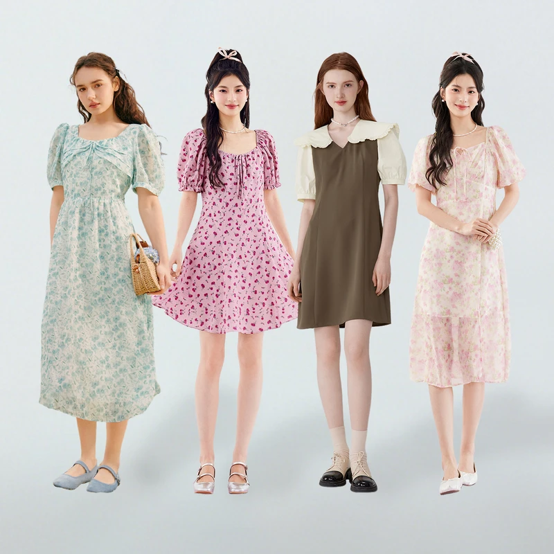 【连衣裙合集】诗凡黎碎花吊带连衣裙法式复古收腰优雅显瘦裙子女