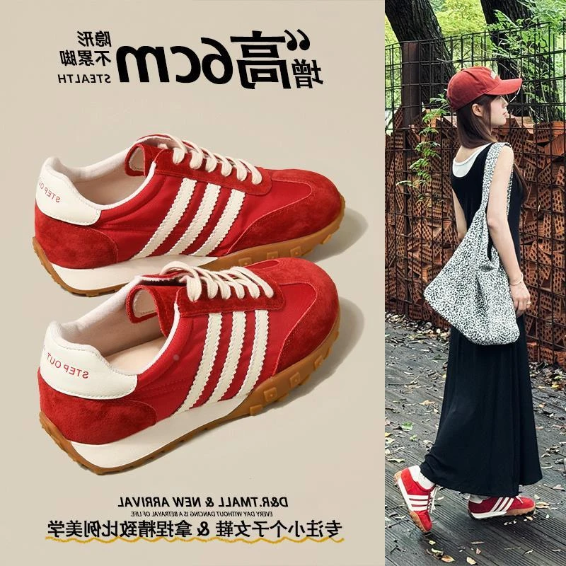 香港&CUFK【店长】今年~小个子这样穿~隐形内增高德训鞋女款红色