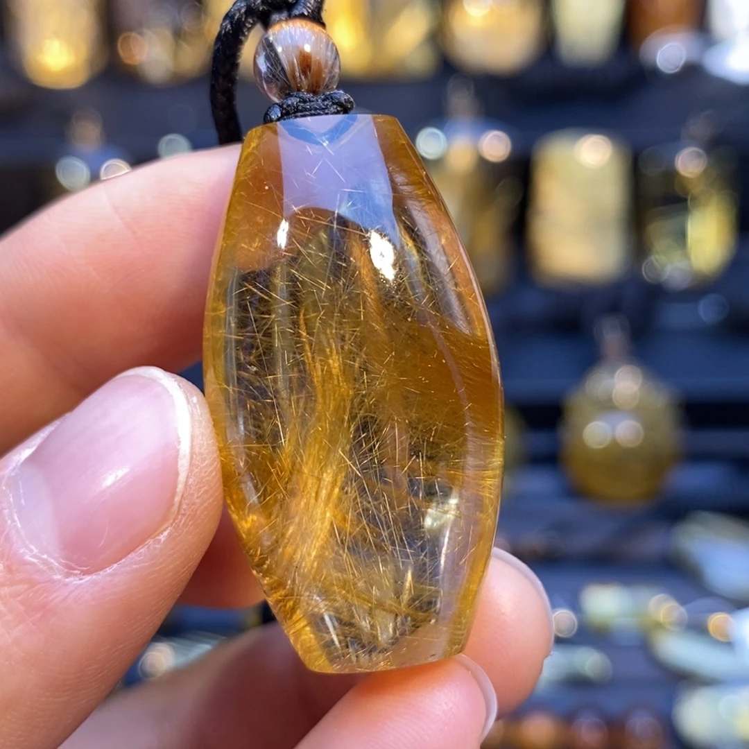 水晶未镶嵌颈饰全净体金发晶桶珠吊坠