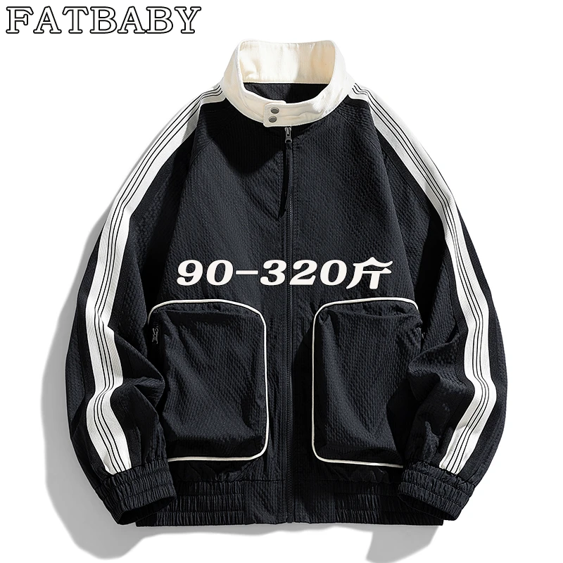 春秋大码飞行夹克加肥加大日系复古休闲宽松百搭男士运动时尚情侣