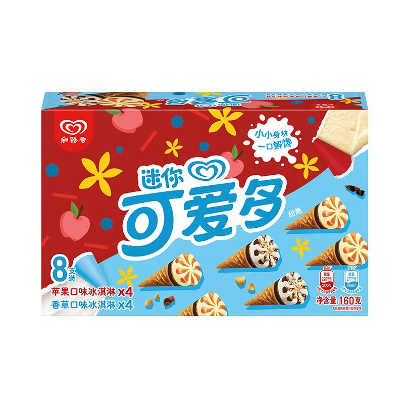 和路雪迷你可爱多苹果+香草味冰淇淋 160g