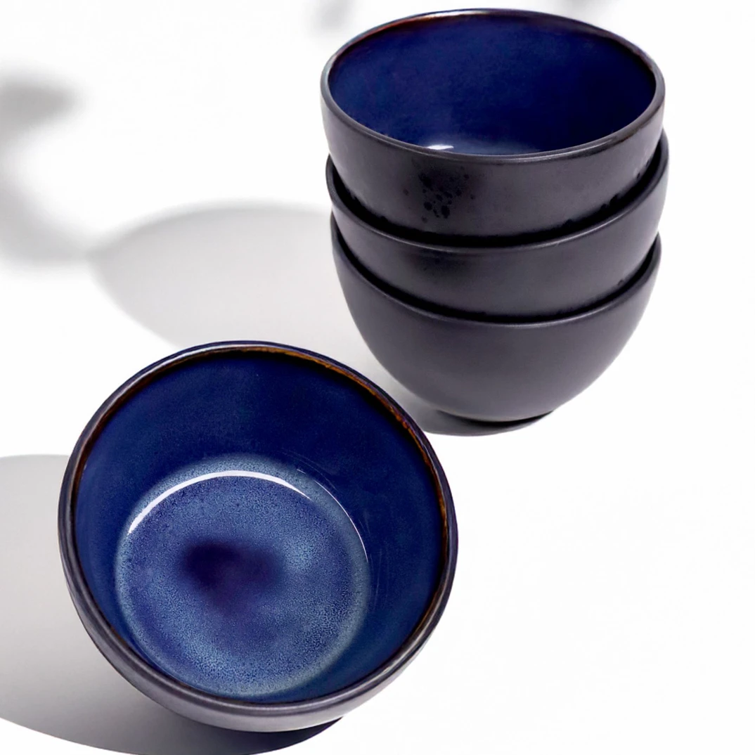 1107/2窑变蓝米饭碗4.5英寸|微瑕款