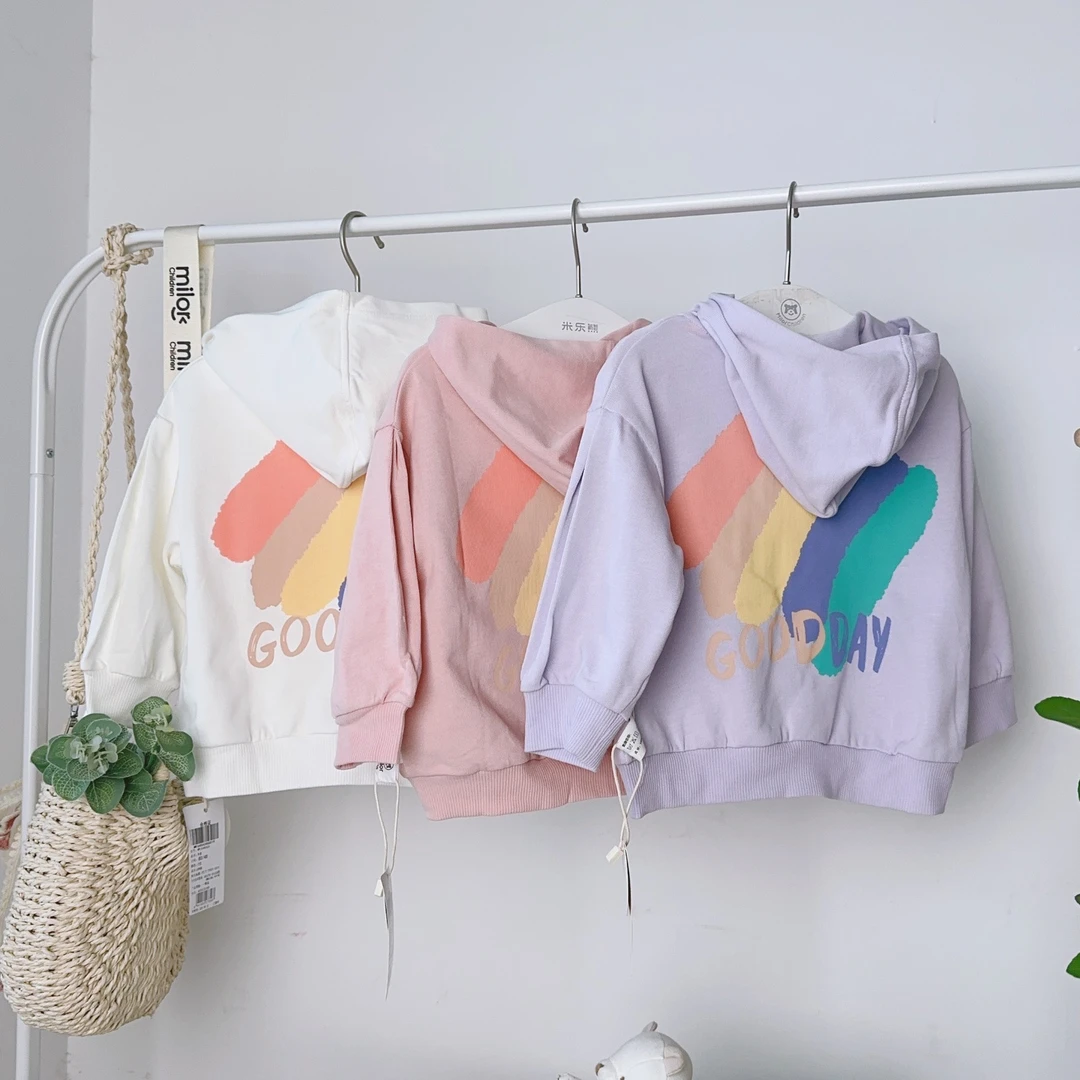 4824米乐熊女宝针织连帽春秋季外套春秋儿童童装撞色