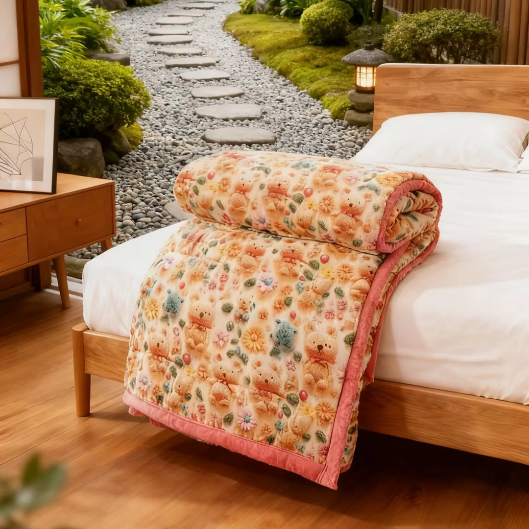 【试睡三十天】2025新款豆豆被被子 5d萌熊花野