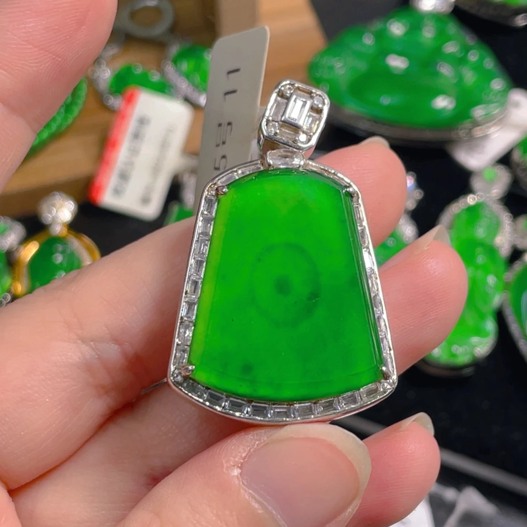 翡翠银S925镶嵌吊坠(不含链)