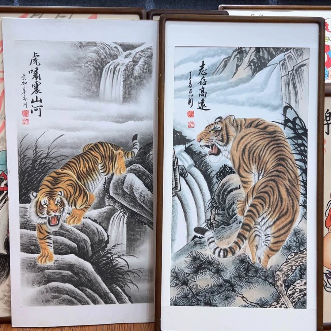 国画一*水上山虎，下山虎……