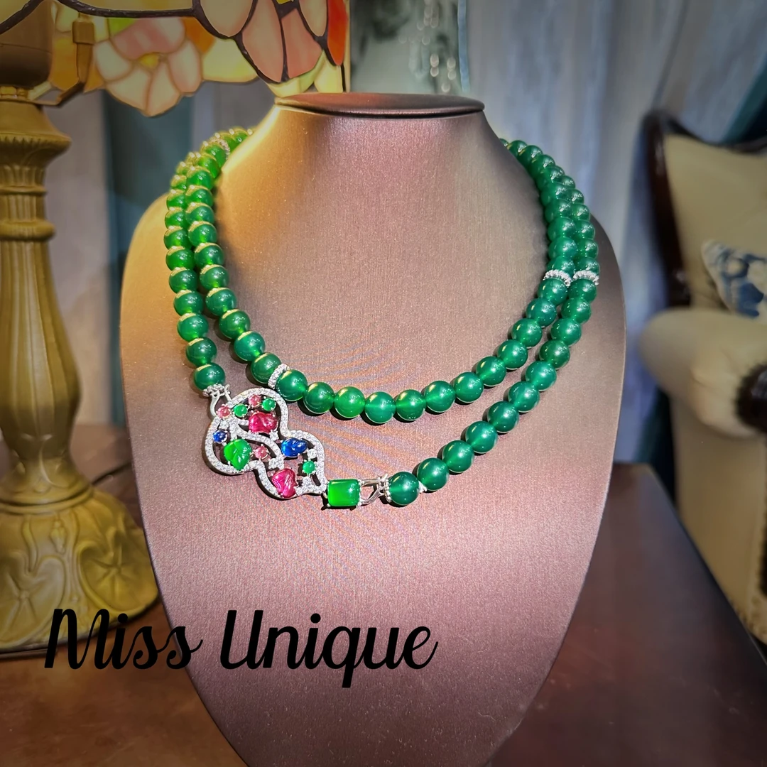 S6205红绿蓝镂空葫芦项链WW