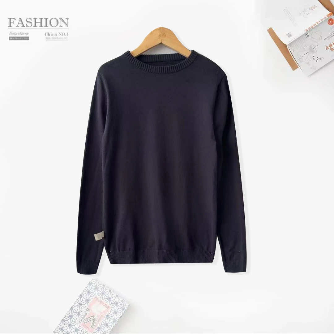 品质甄选！圆领长袖针织韩版百搭纯色打底衫ZJ091