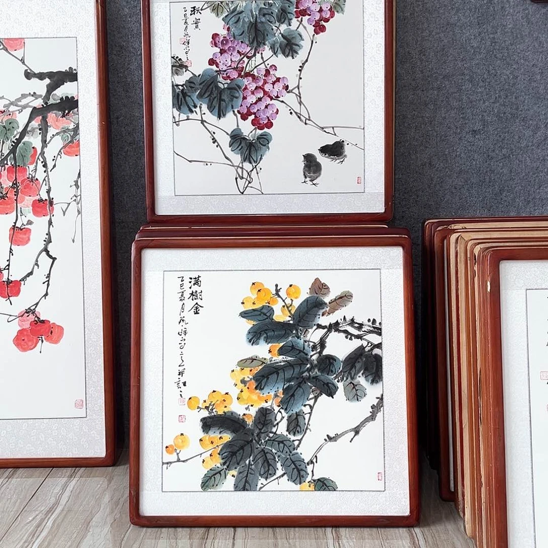 国画书画作品带框63×63