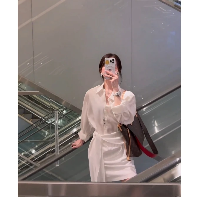 夏季新款时尚衬衫连衣裙气质显瘦洋气休闲百搭甜美辣妹外穿女裙