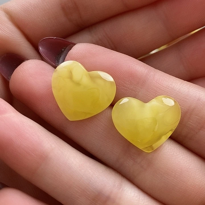 琥珀耳饰银S925镶嵌耳环