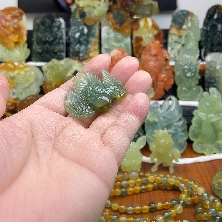 断***念蛇纹石玉未镶嵌挂件