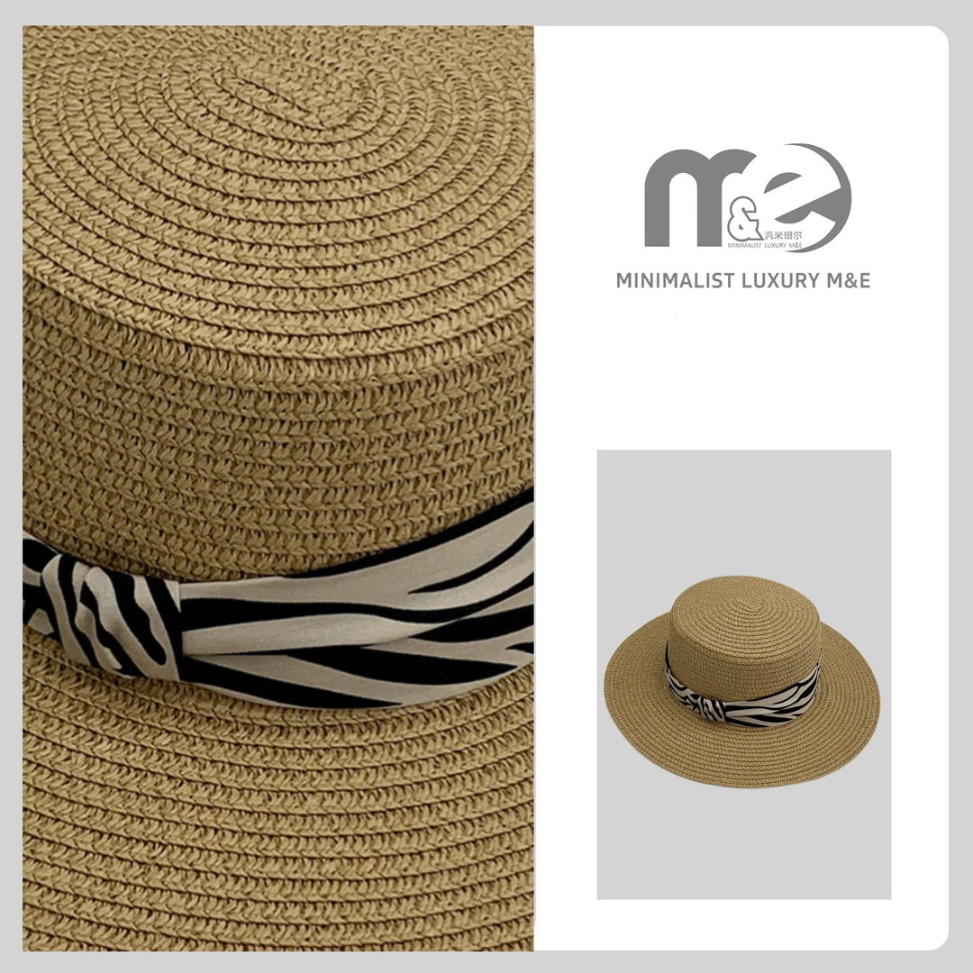 M&E 【东巴图爵士】CM4001 条纹绑带时尚草帽B（8）