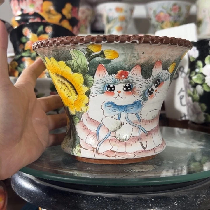 景德镇手绘花盆满38包邮偏远地区除外