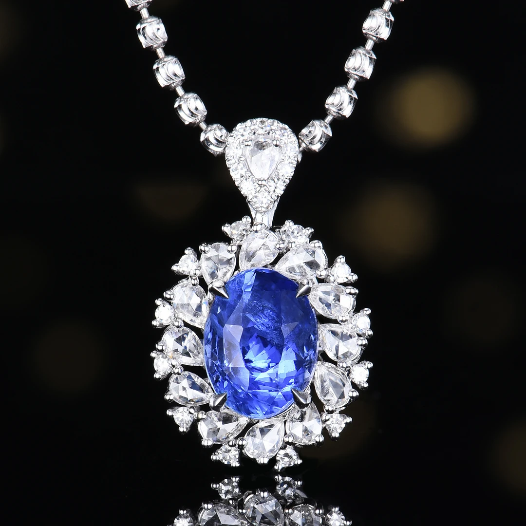 明艳夺目18K金天然无烧斯里兰卡蓝宝石戒指（两用款/不含链）