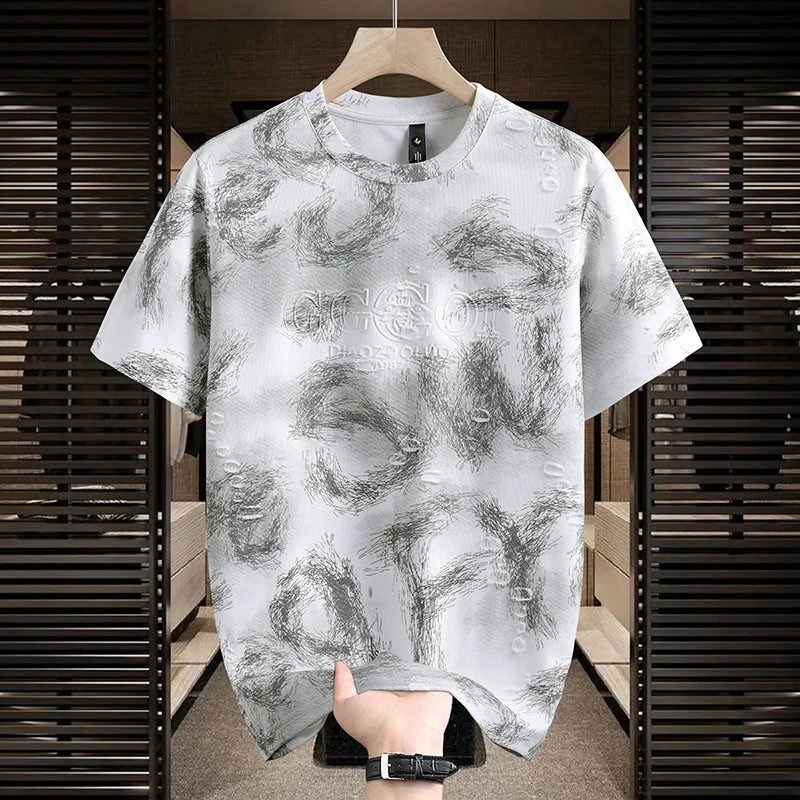 夏季印花棉质T恤男士时尚休闲百搭半袖宽松潮流圆领短袖WE25193