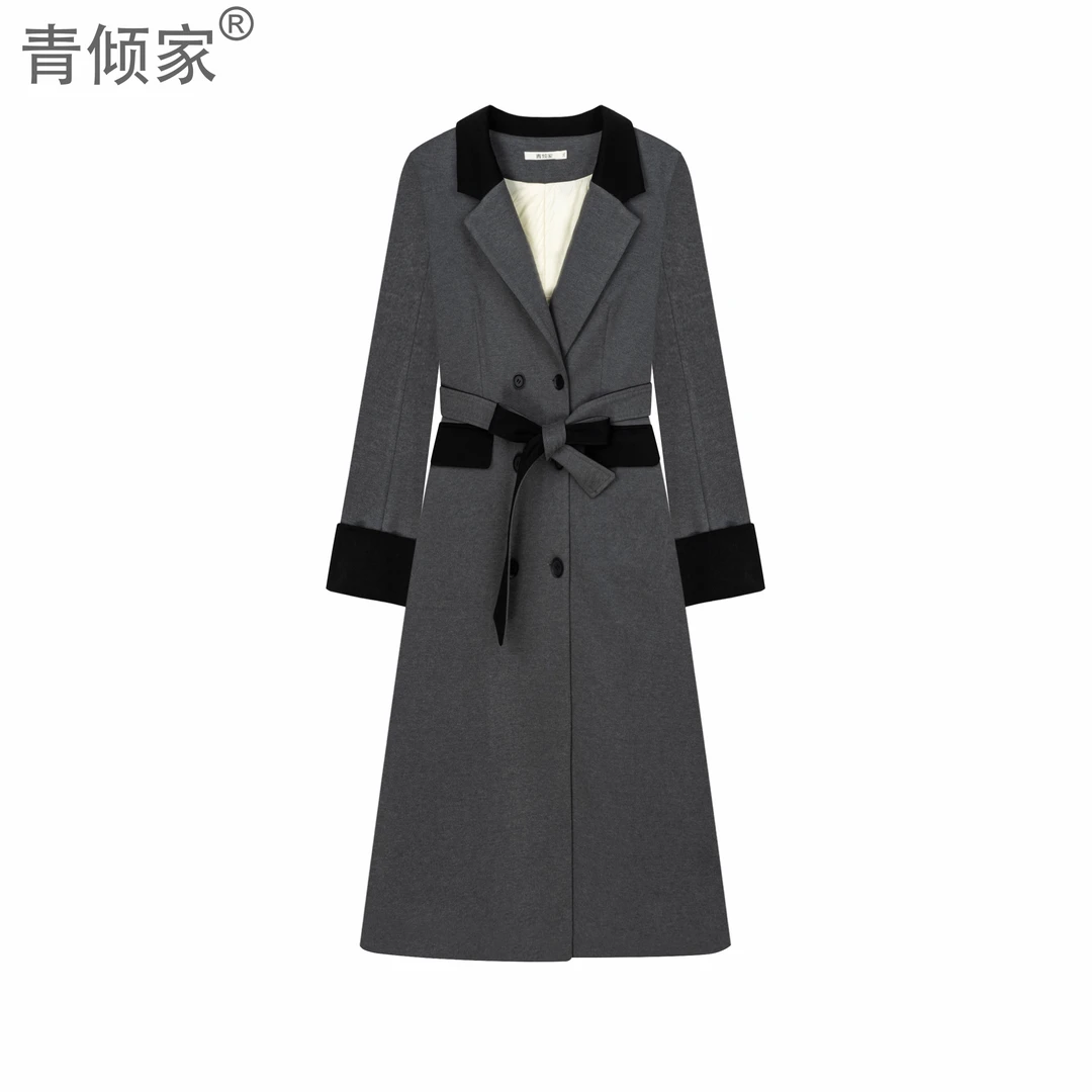 【新年新衣】冬季大胖mm高级感灰色翻领显瘦毛呢大衣