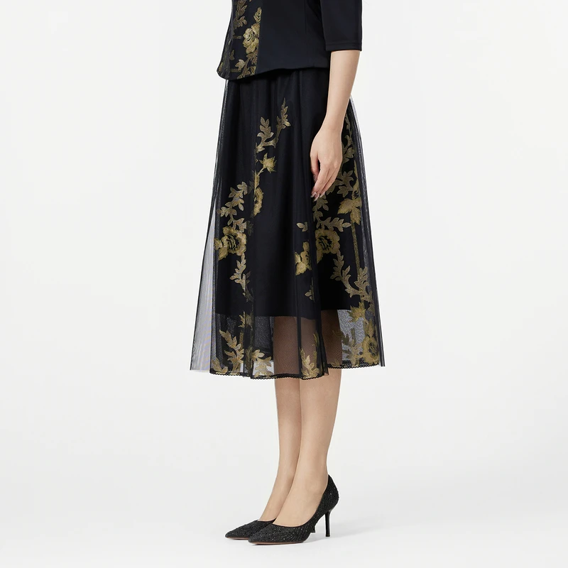 SUSSI古色丨‘’纸醉金迷‘’新中式国风三层重工苏绣刺绣女半身裙