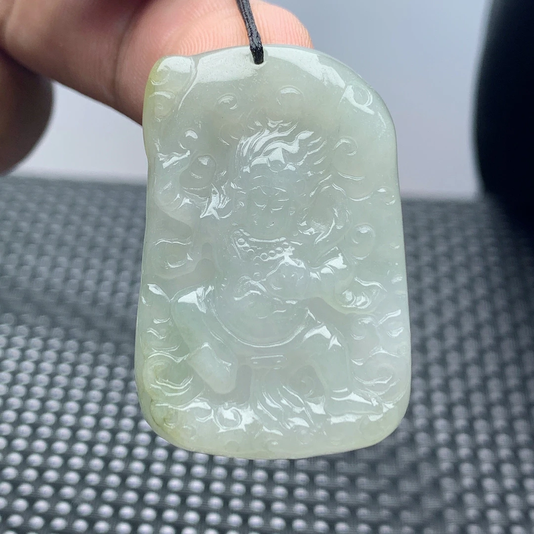 缅甸天然a货翡翠冰糯生肖鸡守护神不动明王菩萨挂件吊坠小款情侣