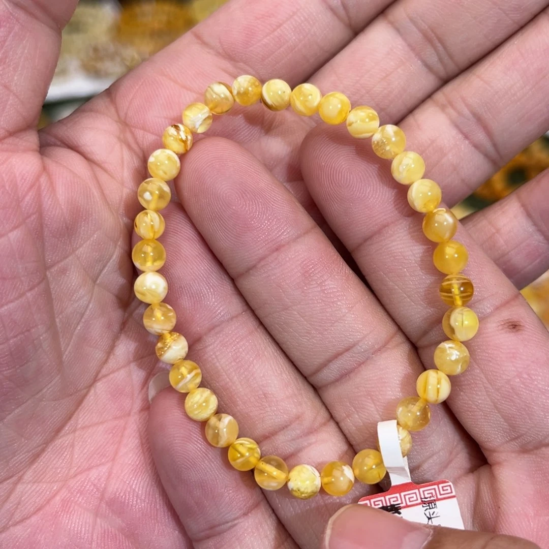 阿***w蜜蜡未镶嵌手链微微瑕5.4mm