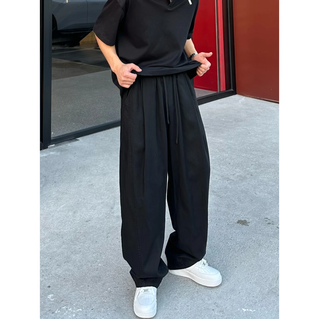 【Mark马克】夏款亚麻莱赛尔老钱风轻薄宽松直筒百搭简约男生休闲裤