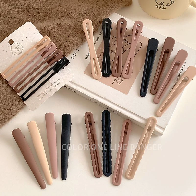 奶咖色刘海侧边碎发鸭嘴夹日韩网红无痕边夹头饰简约ins碎发夹