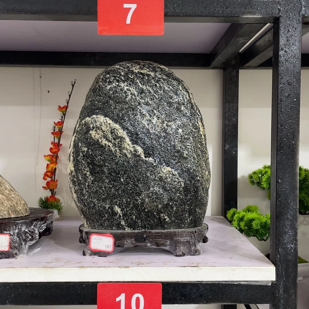 陶***彪石材靠山石摆件平安石