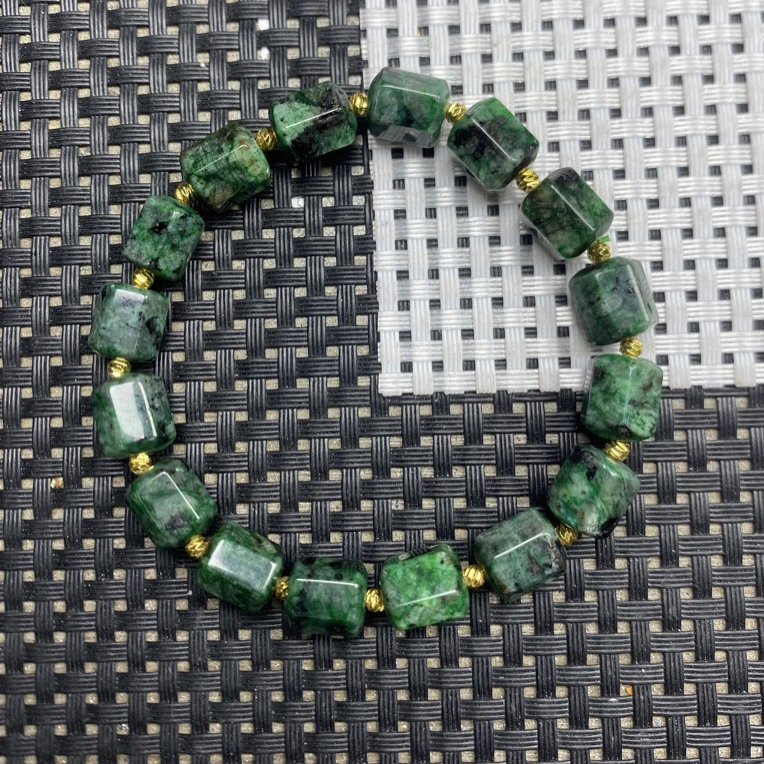 绿色六角珠8～9mm手串830