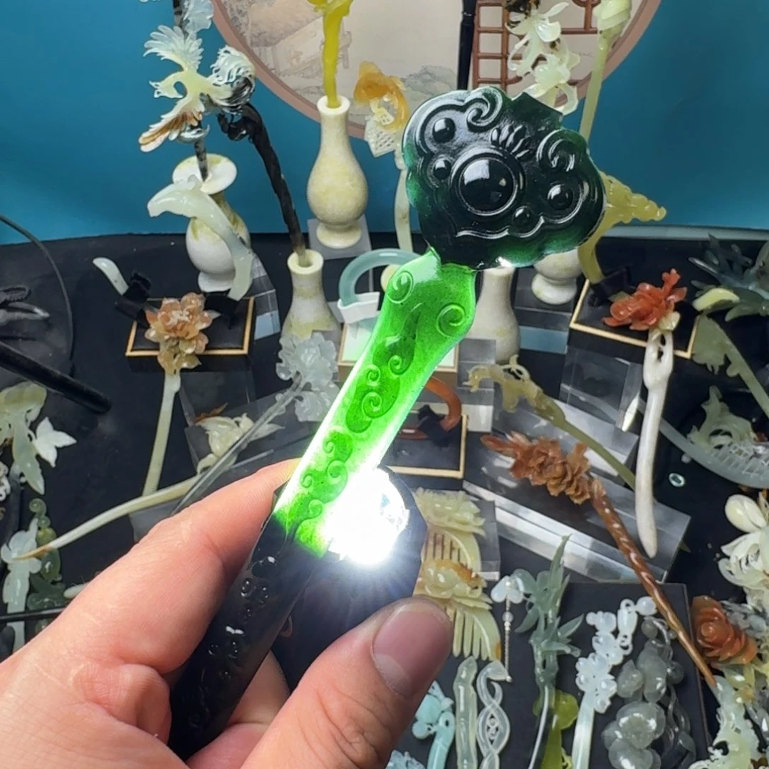 蛇纹石玉未镶嵌发饰