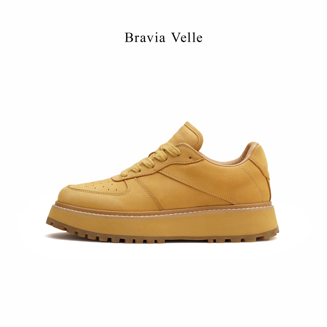 Bravia Velle男士潮款百搭时尚休闲低帮潮鞋舒适工装鞋厚底真皮鞋