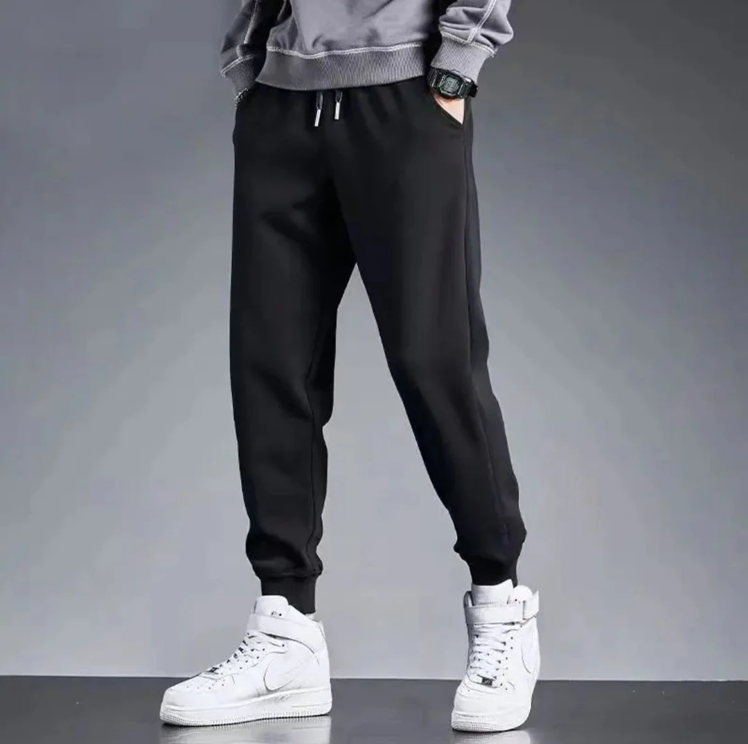 休闲裤秋冬潮流男士加厚加绒时尚男卫裤（净版）