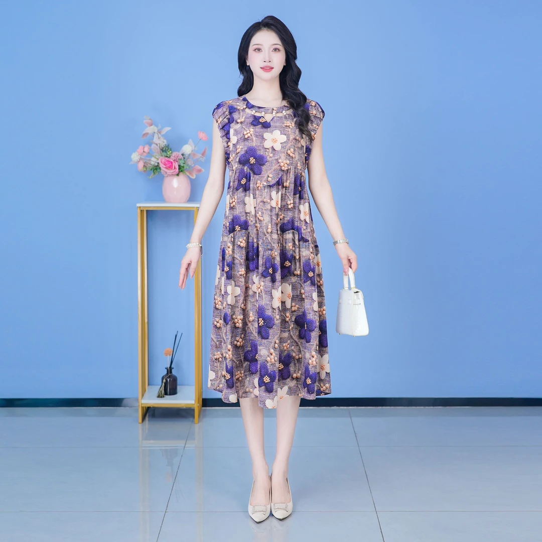 【SJYH2681】2025年夏季新款时尚优雅减龄连衣裙显瘦气质