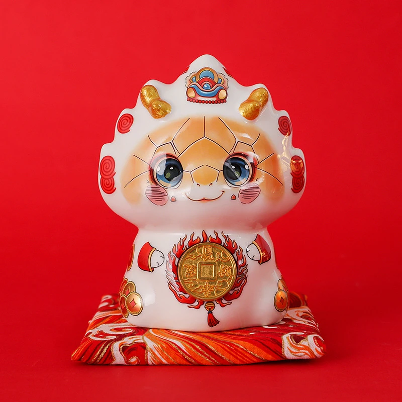 国潮陶瓷生肖蛇摆件创意招财蛇年吉祥物存钱罐新年会送手办礼品