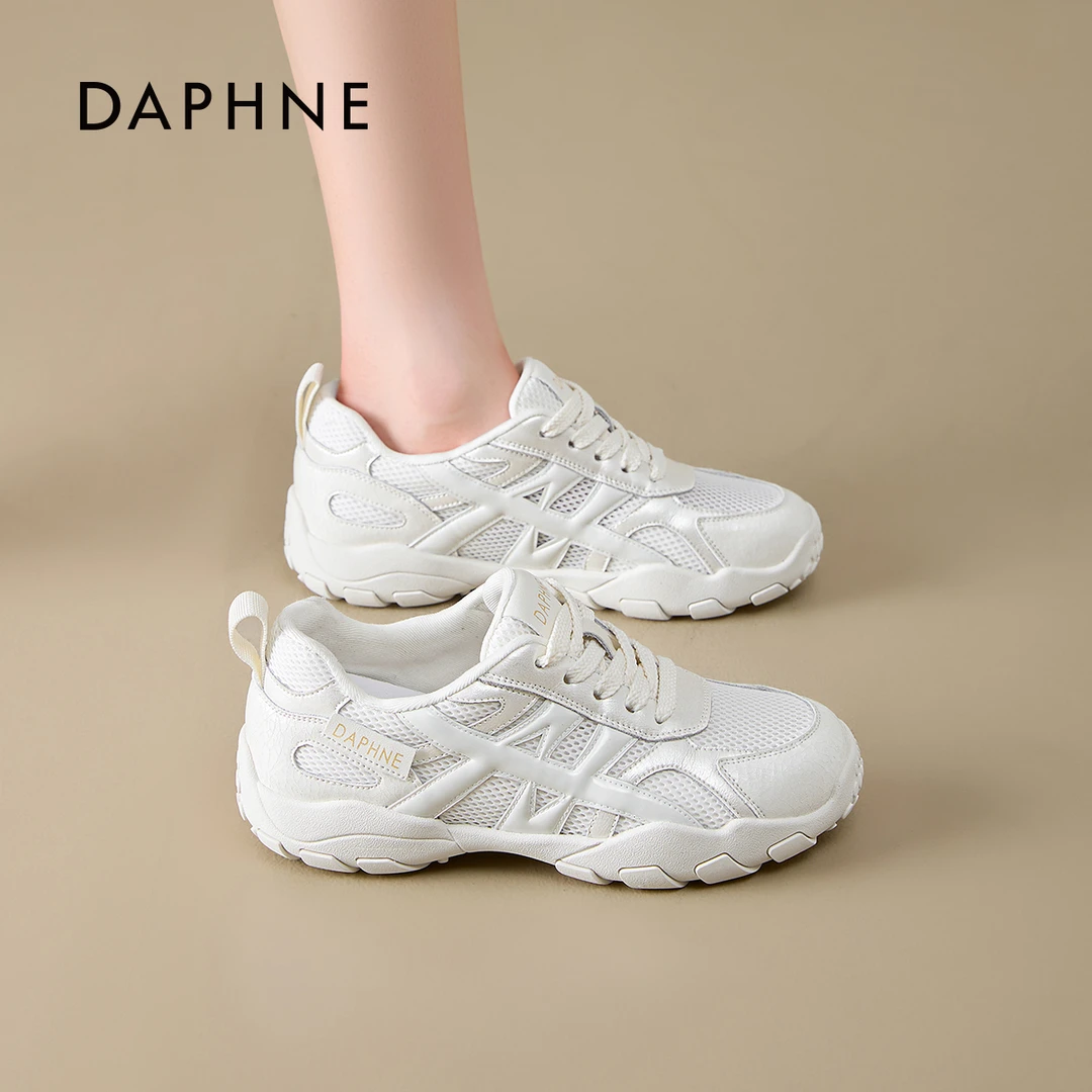 达芙妮网面德训鞋增高老爹鞋女2025秋季新款阿甘鞋休闲透气运动鞋