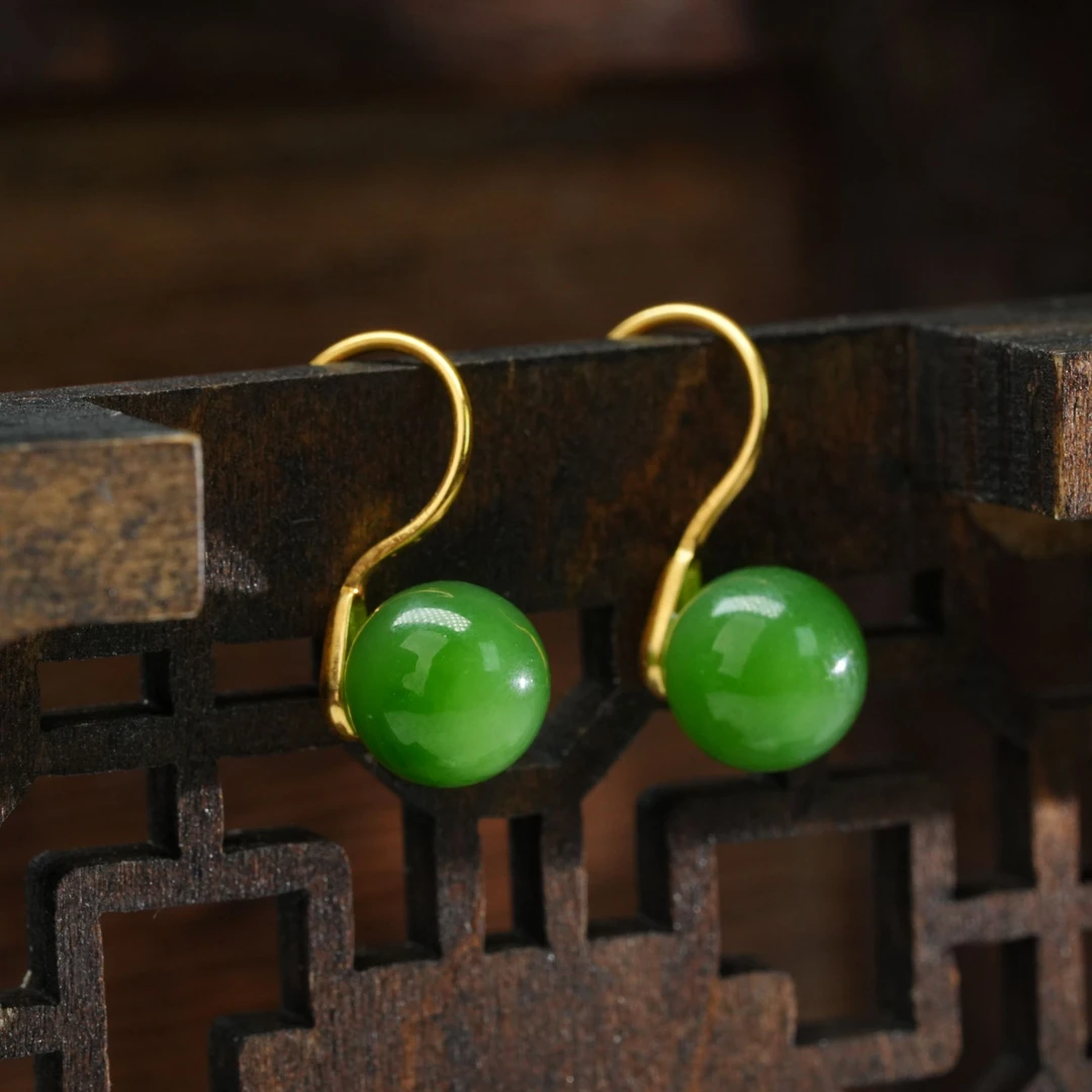 【小北好物】S925银和田玉耳钩约7.5mm+【多样性发一件】QH55X240