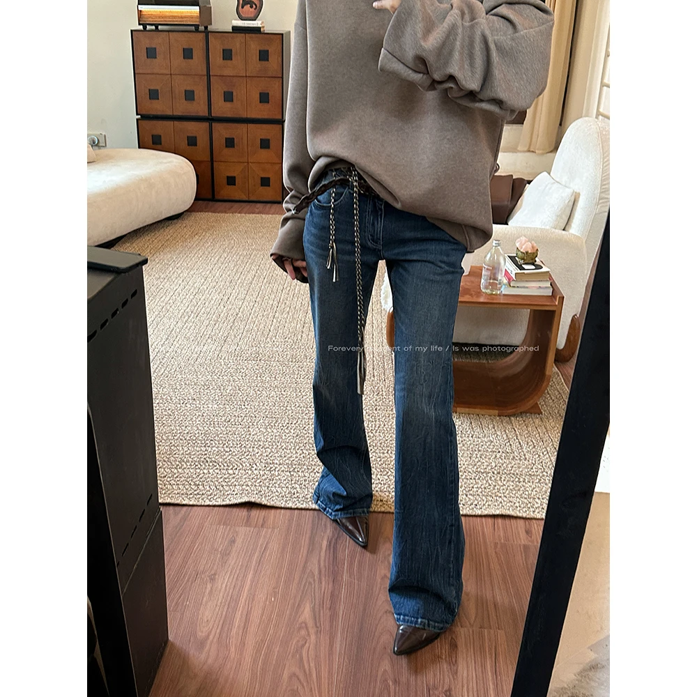 JCCC影子【蓝色电台】蓝色复古做旧水洗微喇牛仔长裤JE5GNK11
