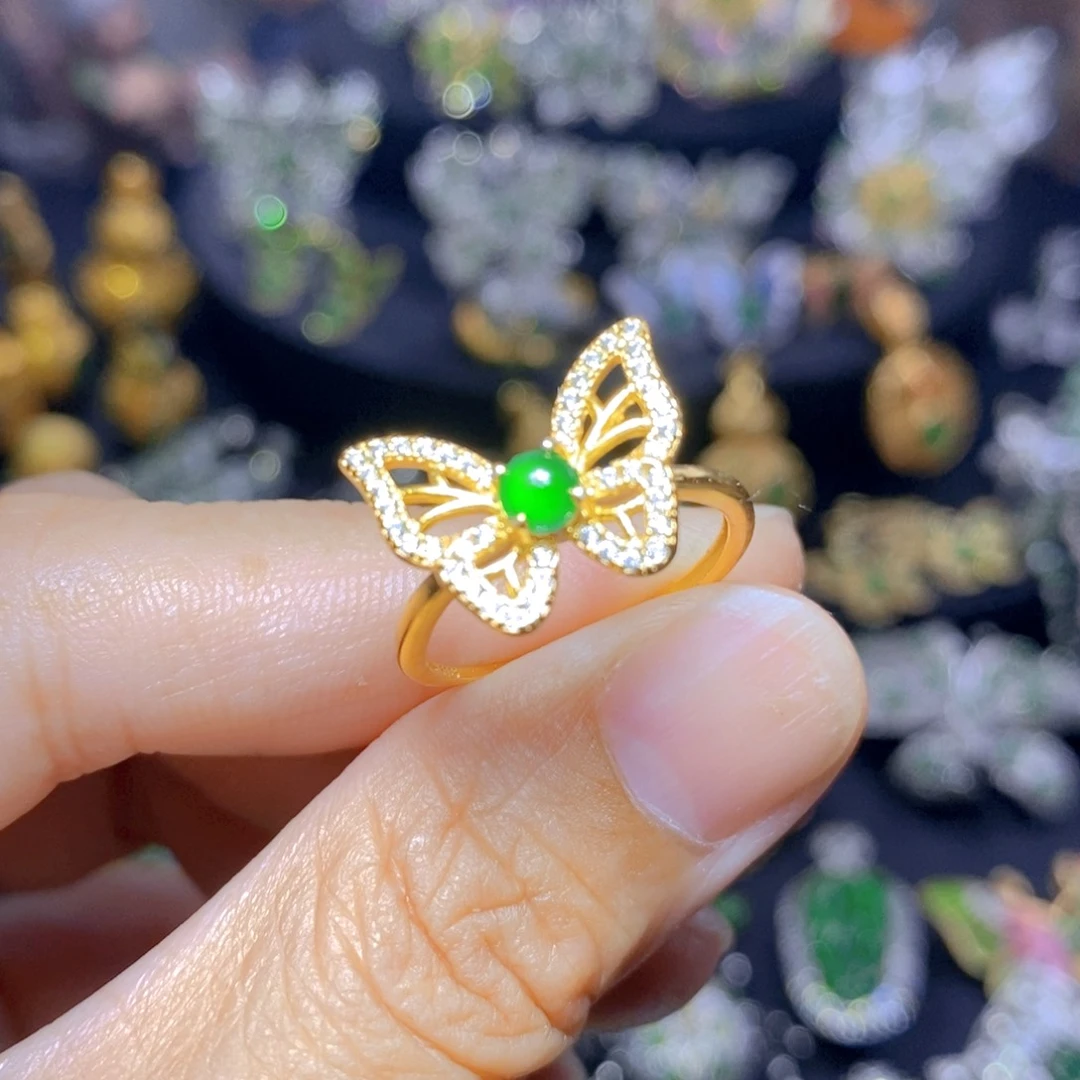 翡翠银S925镶嵌套链天然翡翠