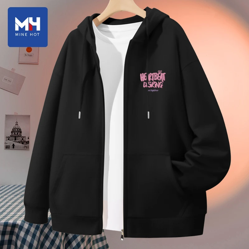 唐狮集团MH黑色卫衣外套女2025新款爆款春秋款连帽薄款休闲开衫J