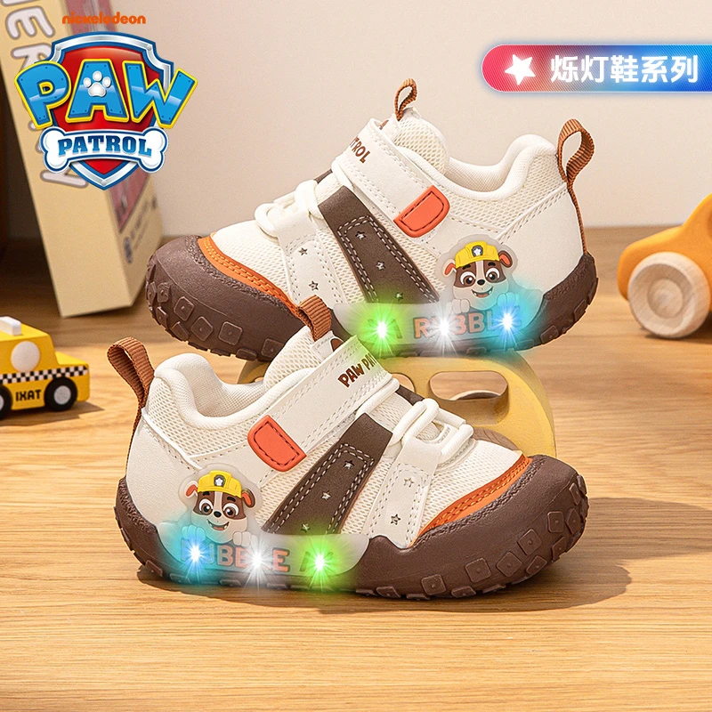 汪汪队2025正品春秋季男童运动鞋软底3-6岁幼儿园儿童闪光亮灯鞋