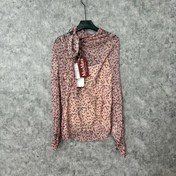 未使用 MaxMara mamara粉色花纹上衣真丝