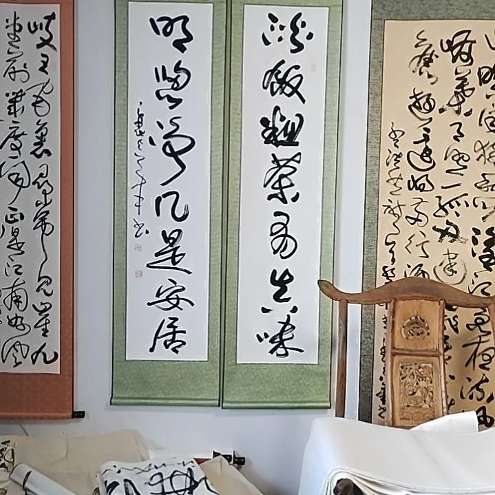 书法宋秉民。淡饭粗茶。176x42X2