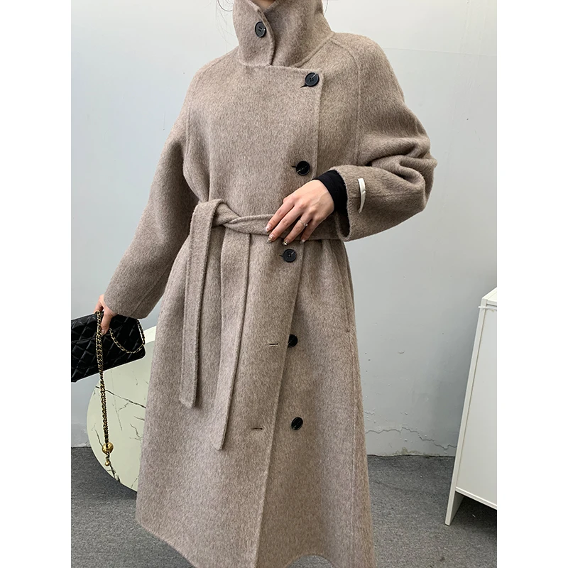 新年秋冬毛呢韩版外套立领呢大衣毛呢外套网红大衣女女士