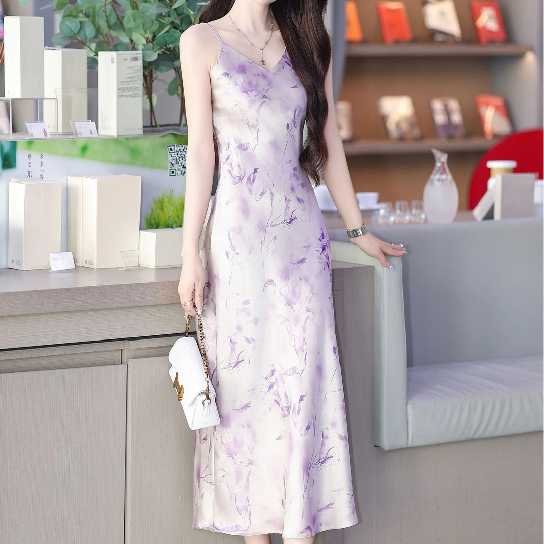 【山茶花语】夏季法式缎面吊带连衣裙鱼尾裙遮肉显瘦气质高级轻奢感