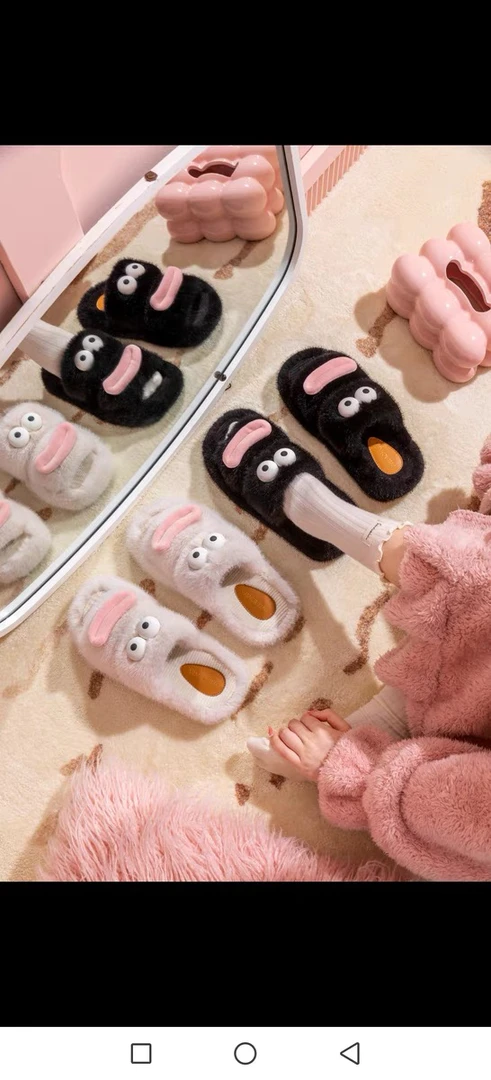 网红大嘴小丑鱼开口拖鞋秋冬居家室内防滑保暖柔软舒适棉拖鞋0006