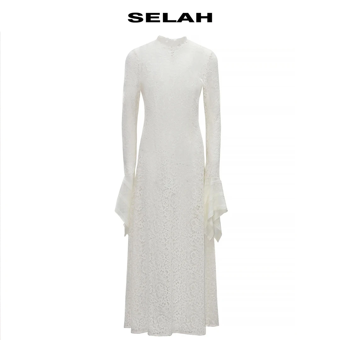 SELAH雯周周【柔肤蕾丝】设计师款蕾丝时尚修身长裙连衣裙S5C219012