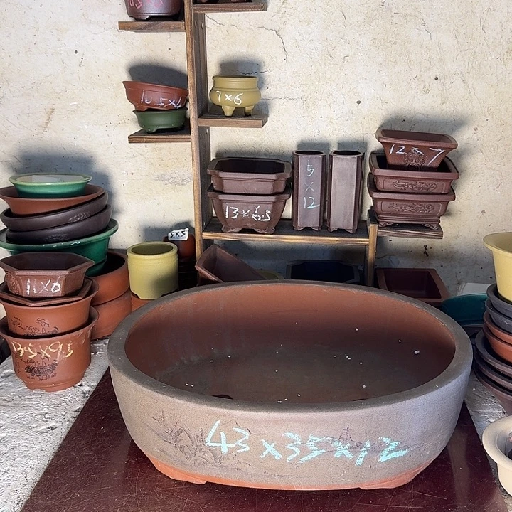 紫砂花盆，手工制作