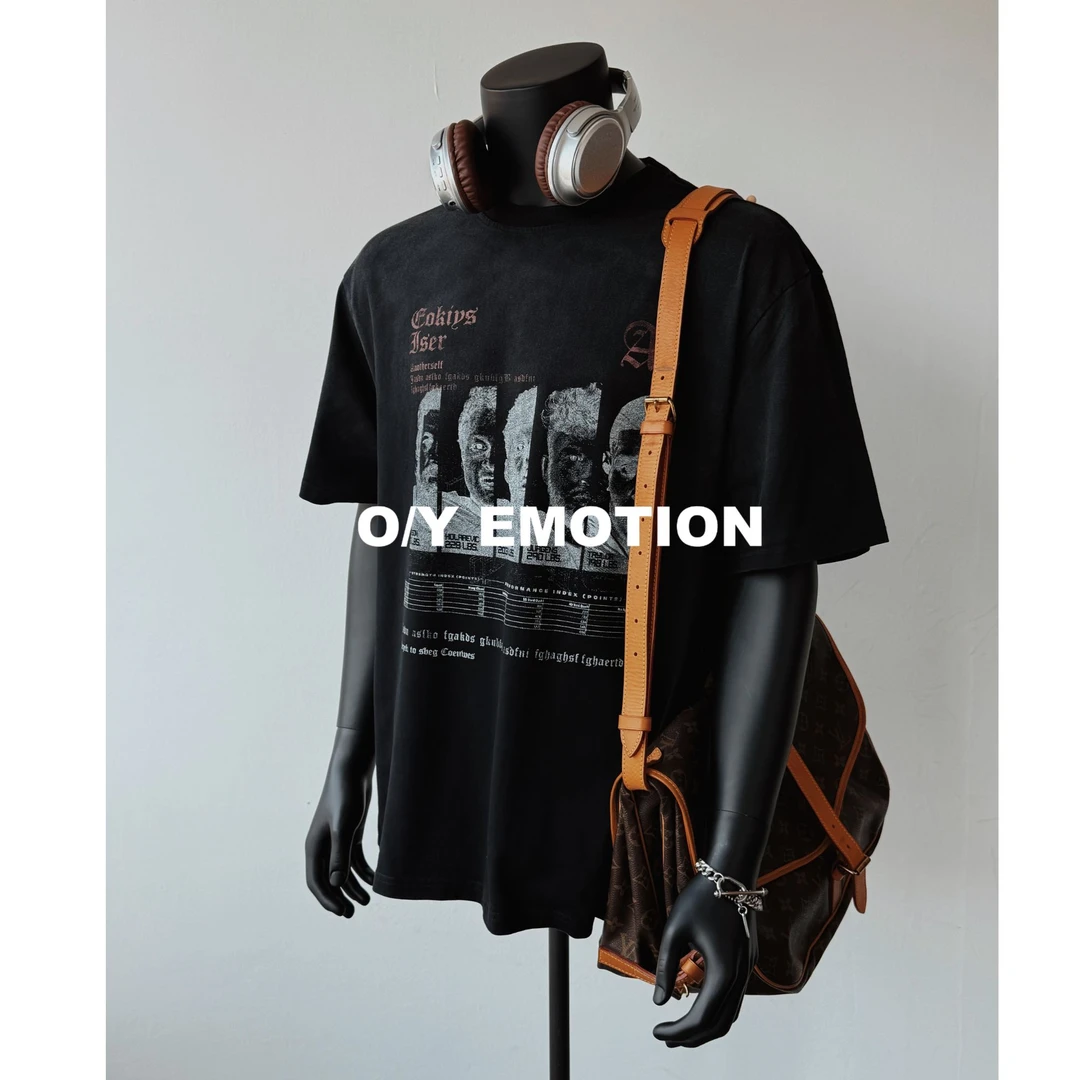 O/Y自制 2025原创潮牌高街人物哥特字母印花短袖T恤男女同款百搭